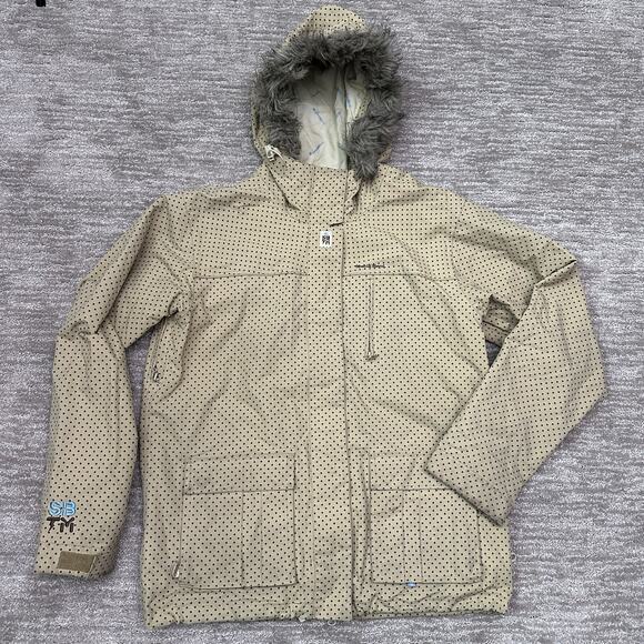 Special Blend Other - Special Blend Jacket Womens Large Brown Polka Dot 10K Hooded Faux Fur Snowboard